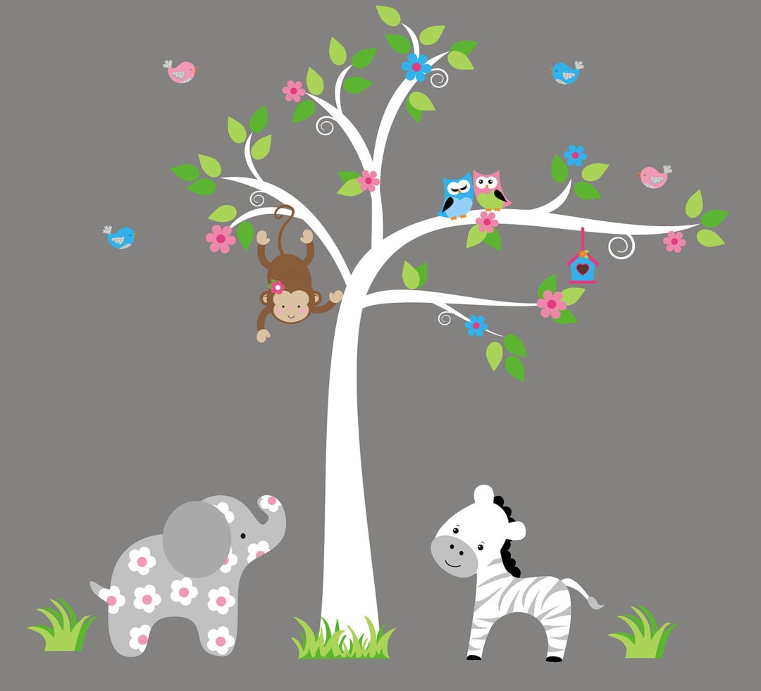 White Tree Wall Decal Nursery Wall Decal Wall Decals for Kids Baby Room ...