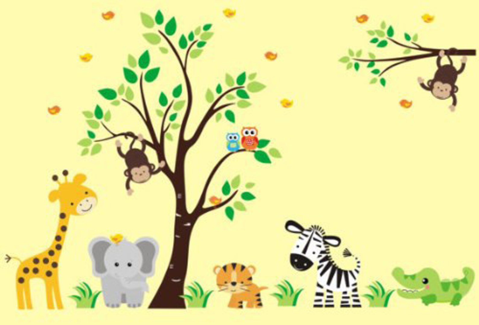 Zoo Animal Wall Decals Elephant Monkey Owl Decals Jungle Etsy