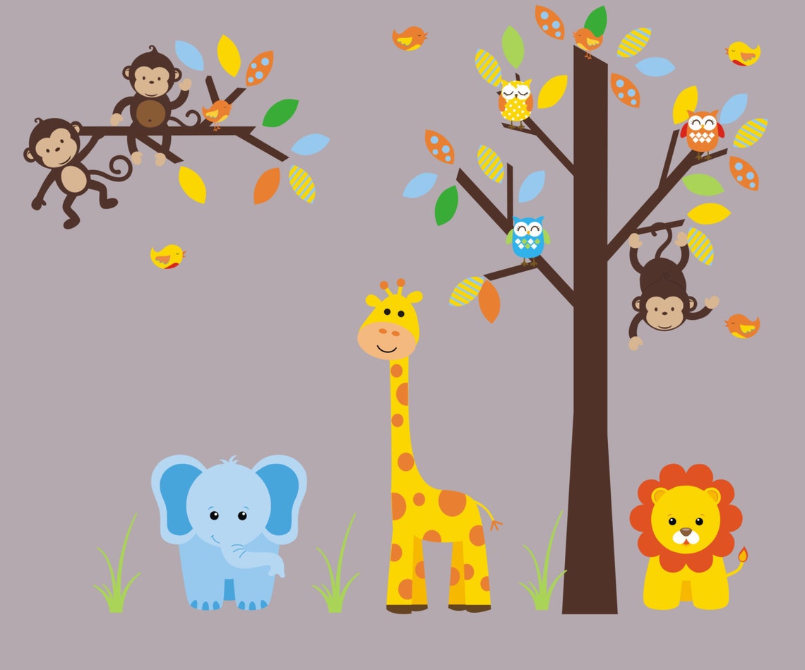 Zoo Animal Decals Safari Animal Stickers Nursery Wall Etsy