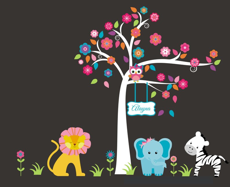 Monogrammed Wall Decals Personalized Name Wall Decals Safari Etsy