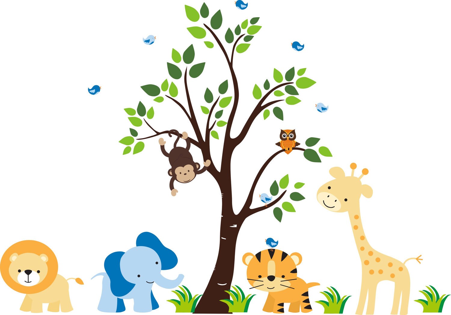 Safari Wall Decals Nursery Wall Decals Jungle Animal Etsy