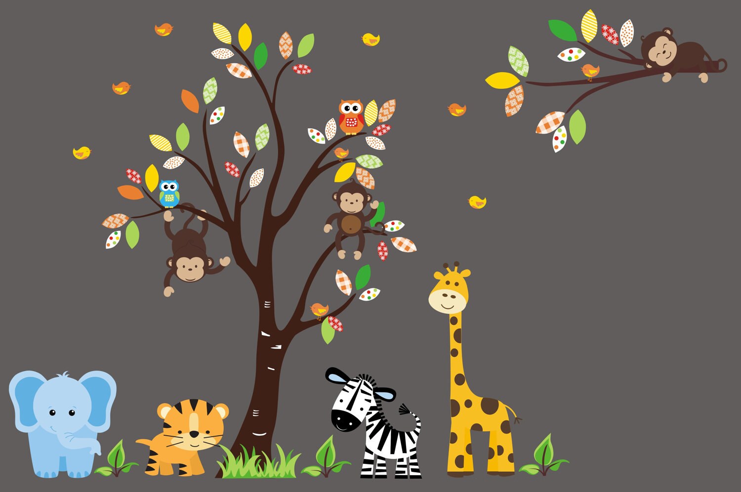 Large Animal Decals Large Nursery Decals Blue Elephant Etsy