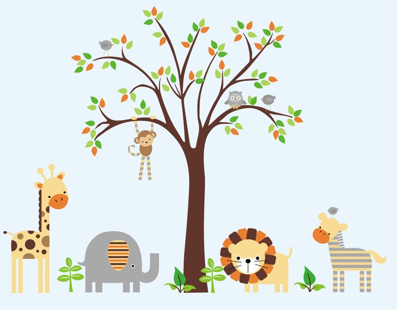 Safari Nursery Decal Jungle Nursrey Decal Nursery Wall Etsy
