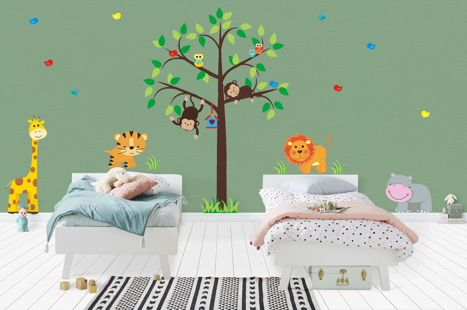 Nursery Wall Decals Safari Animal Wall Decals Zoo Animal Etsy