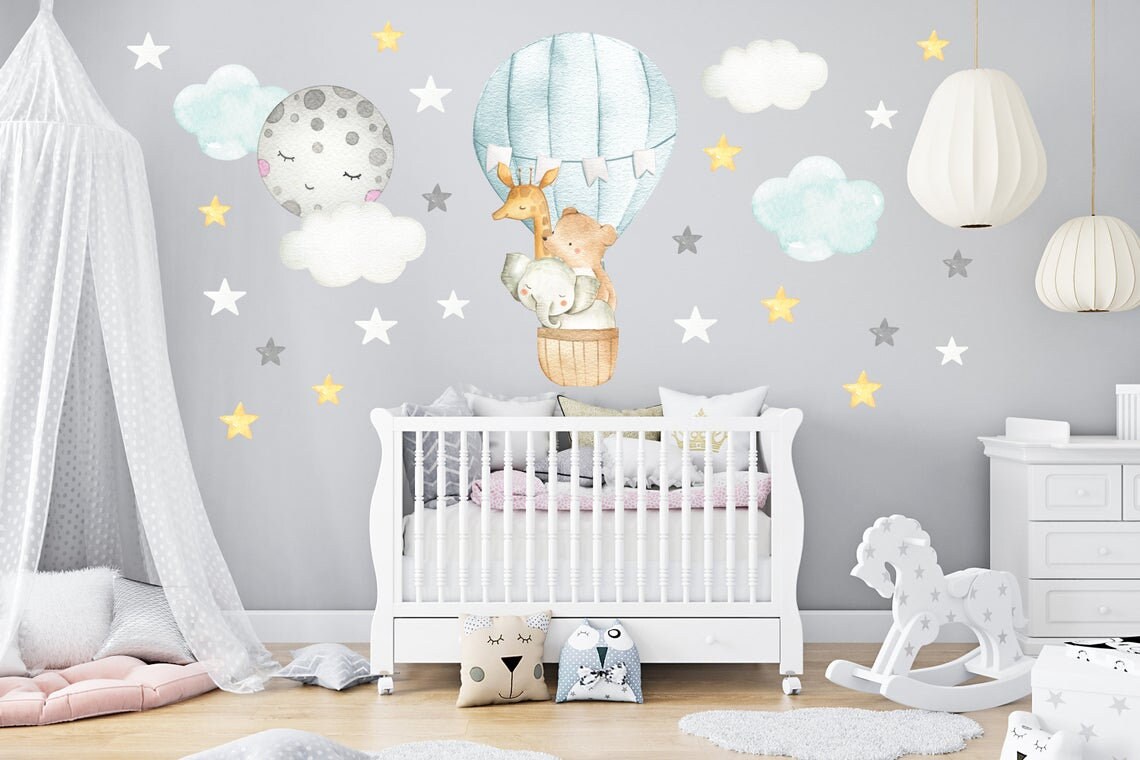 Cute Hot Air Balloon Wall Decals Baby Room Decals Kids - Etsy