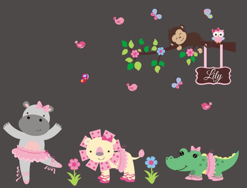 Baby Animal Decals Nursery Wall Decals Baby Girl Wall Etsy