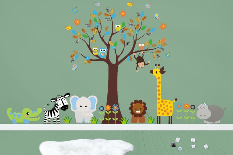 Safari Wall Decals Nursery Wall Decal Animal Wall Stickers Etsy