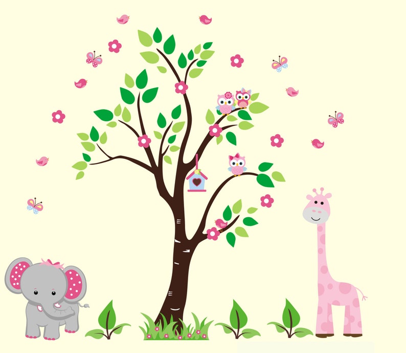 Girls Nursery Decals Nursery Wall Decals Pink Giraffe Decal Etsy