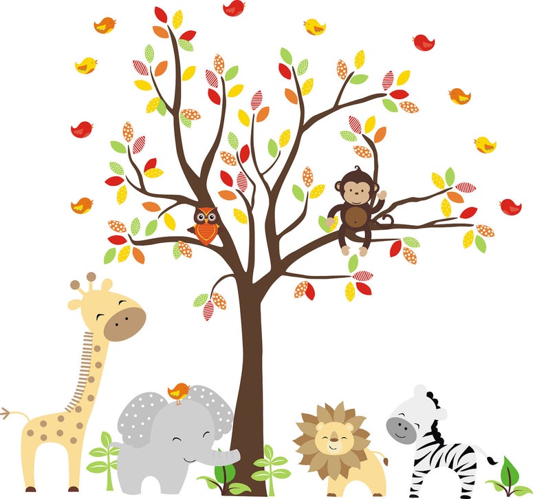 Better than Vinyl Decals 84 x 109 Nursery Wall Decals Safari Themed Stickers Reusable and Removable Decals Kids Room Deocrations