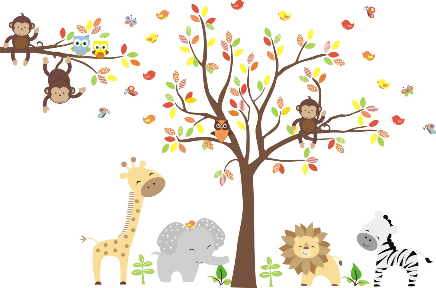 Zoo Animal Decals Wall Mural Zoo Zoo Themed Wall Decsals Etsy