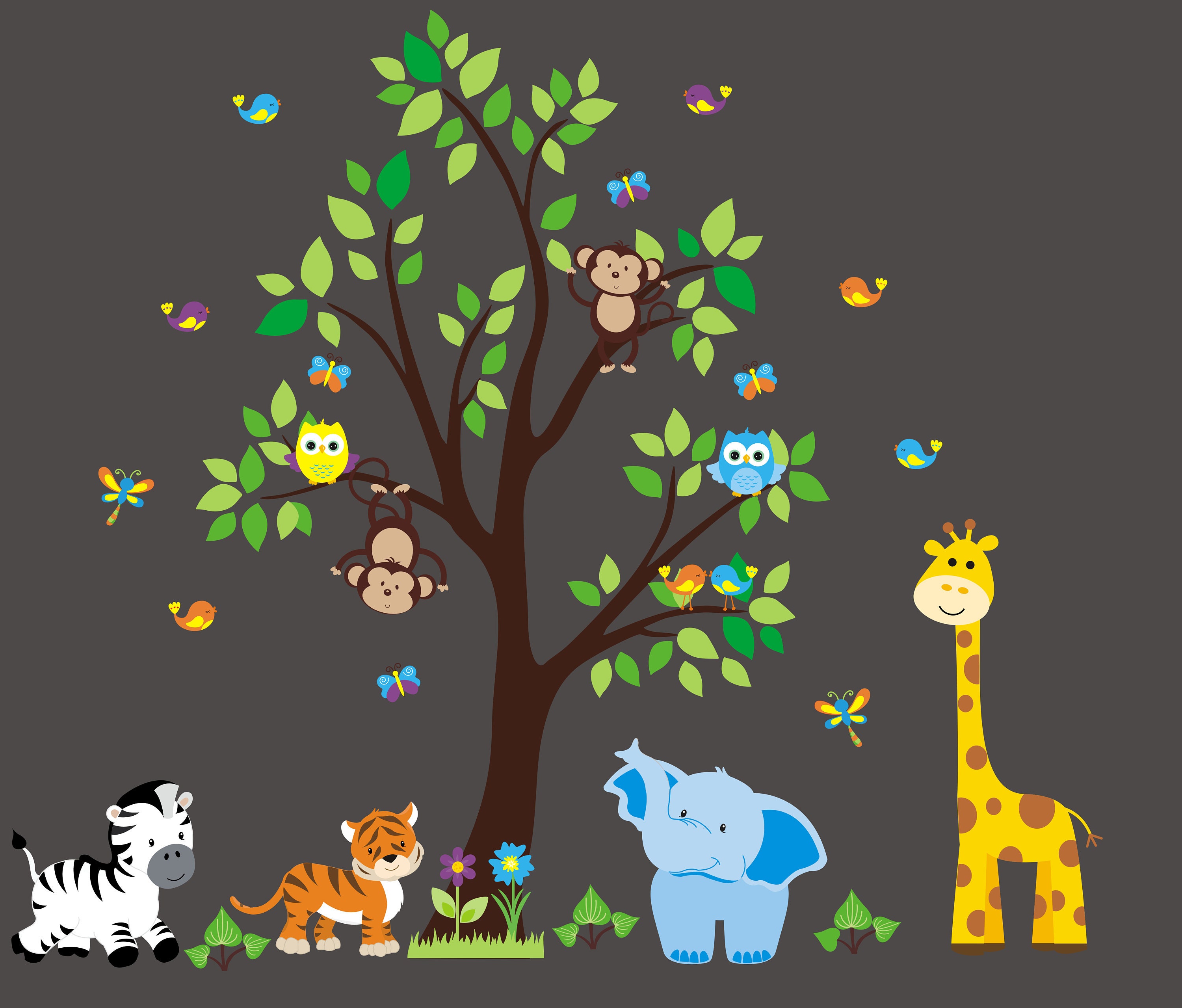 Jungle Wall Sticker Nursery Wall Decals Peel and Stick Etsy