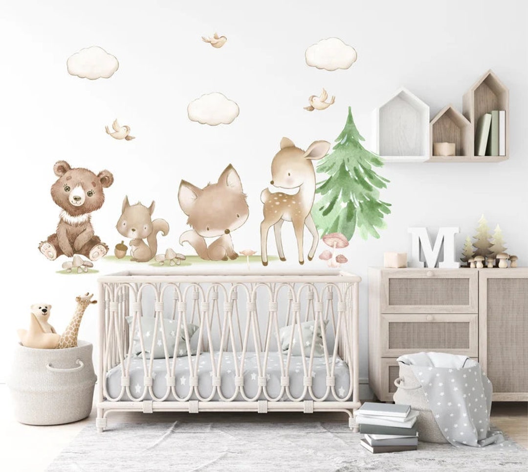 Woodland Animals Decals Cute Forest Animals Nursery Wall Decals Deer Fox Bear Squirrel Forest