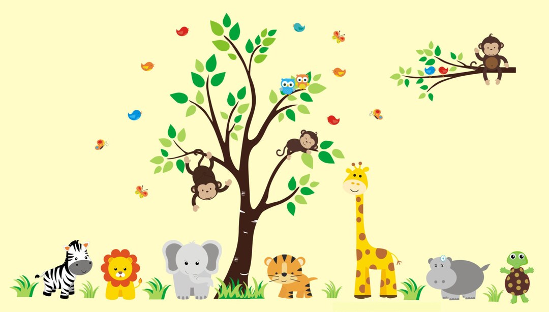 Safari Animal Stickers Childrens Wall Decals for Nursery Etsy