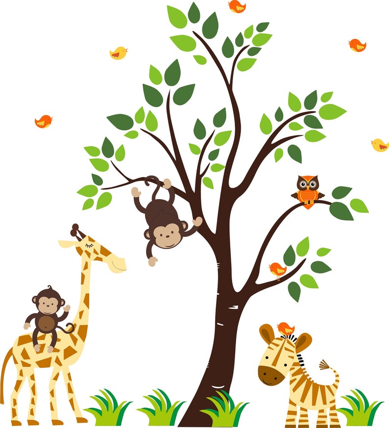 Jungle Wall Decals Safari Wall Decals Tree Wall Decals Etsy