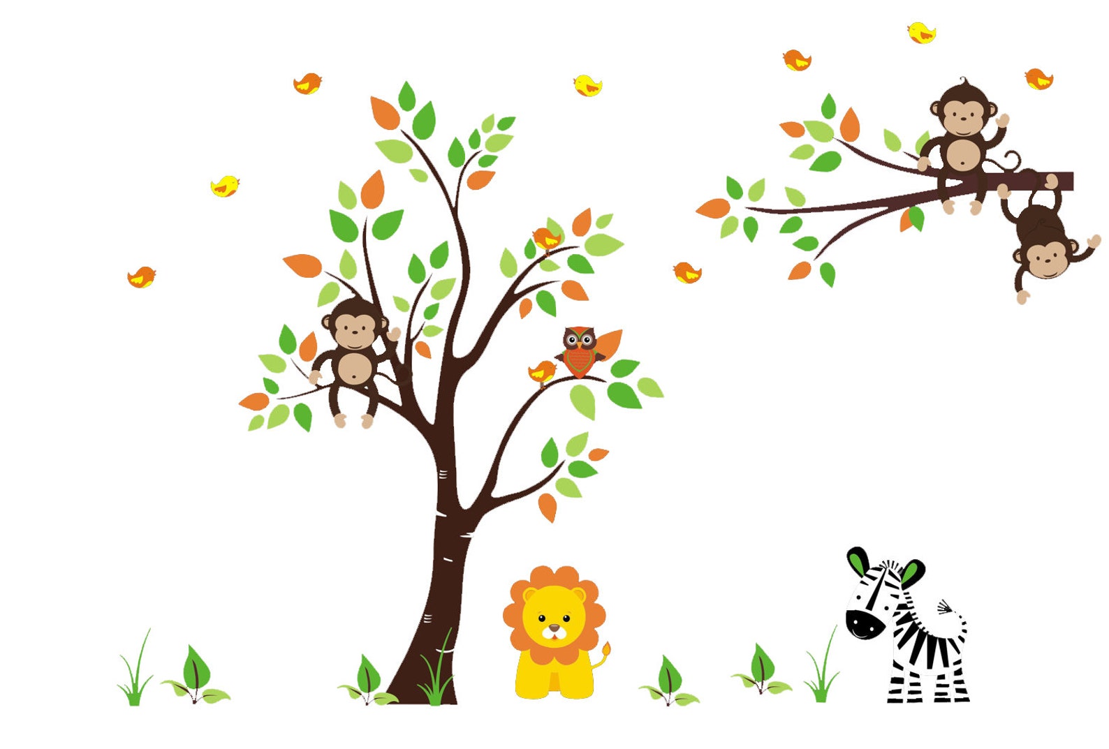 Nature Wall Decals Safari Wall Stickers Jungle Wall Art Etsy