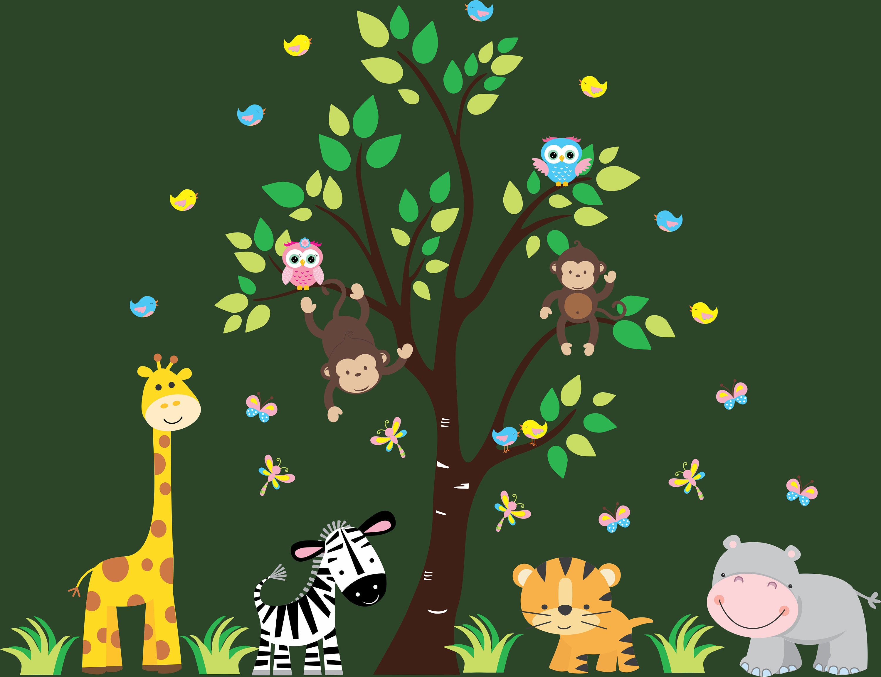 Wall Decals Baby Kids Room Stickers Jungle Baby Decals Etsy