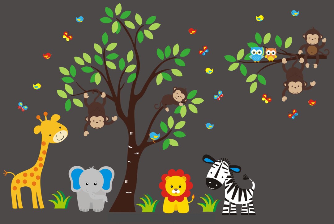 Safari Wall Decals Nursery Wall Decals Jungle Animal Wall Stickers ...