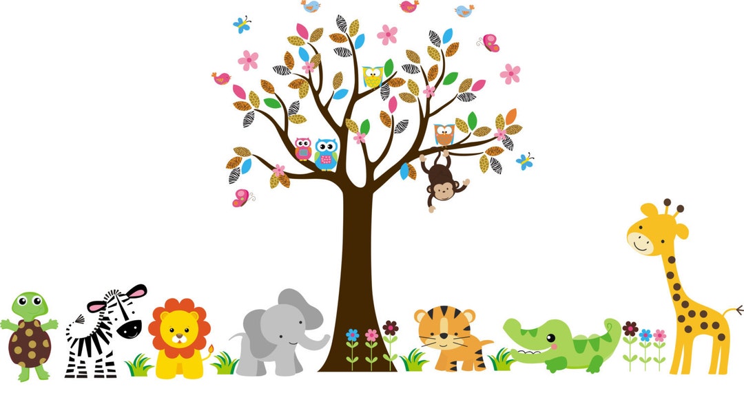 Baby Animal Decals Safari Wall Decals Nursery Wall Decals Kids Room