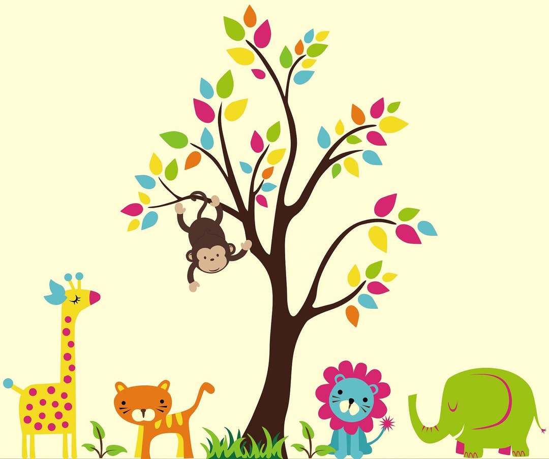 Safari and Jungle Wall Decals Giraffe Decal Elephant Decal Etsy