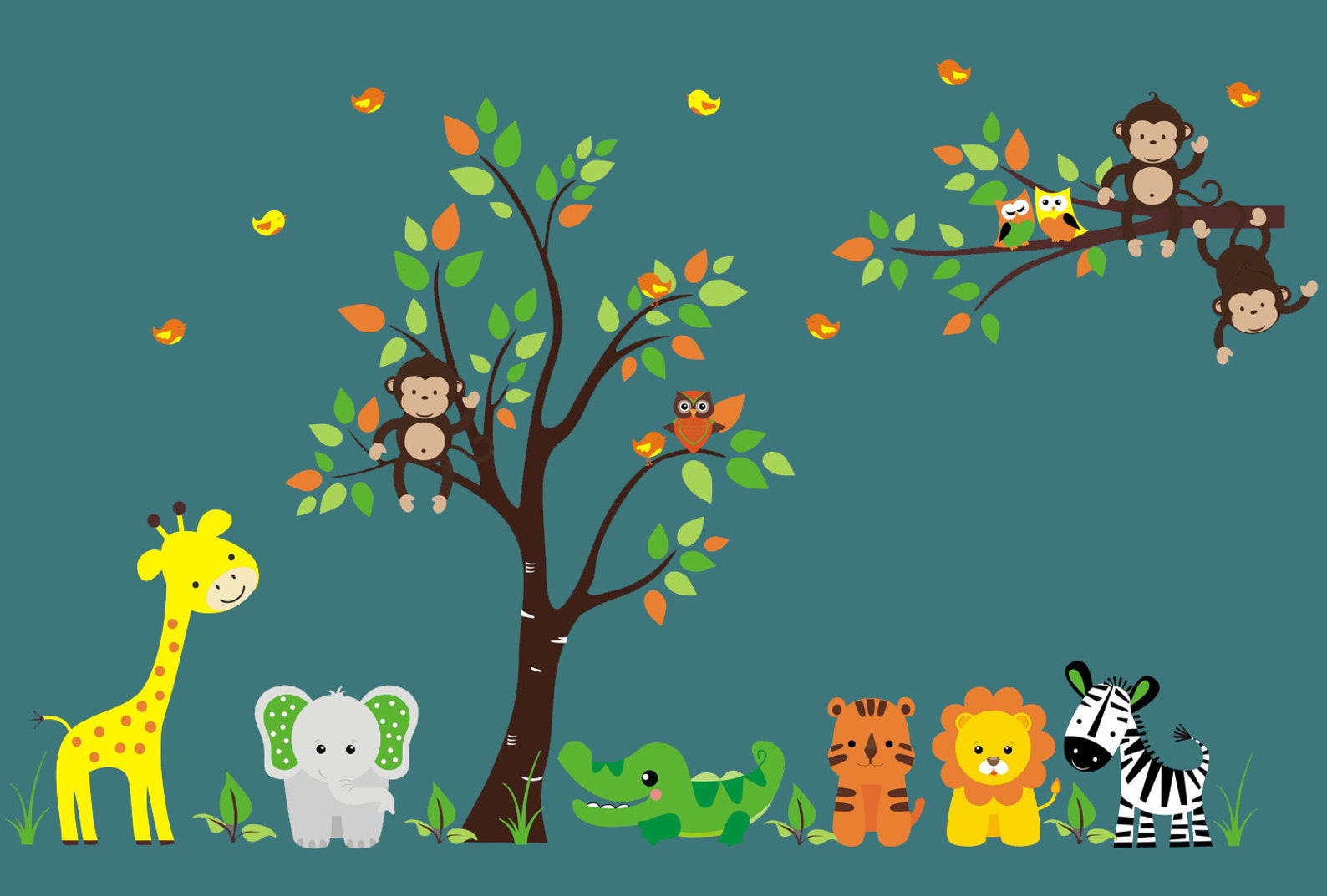 Tree Wall Decals Jungle Wall Stickers Safari Wall Decals Etsy