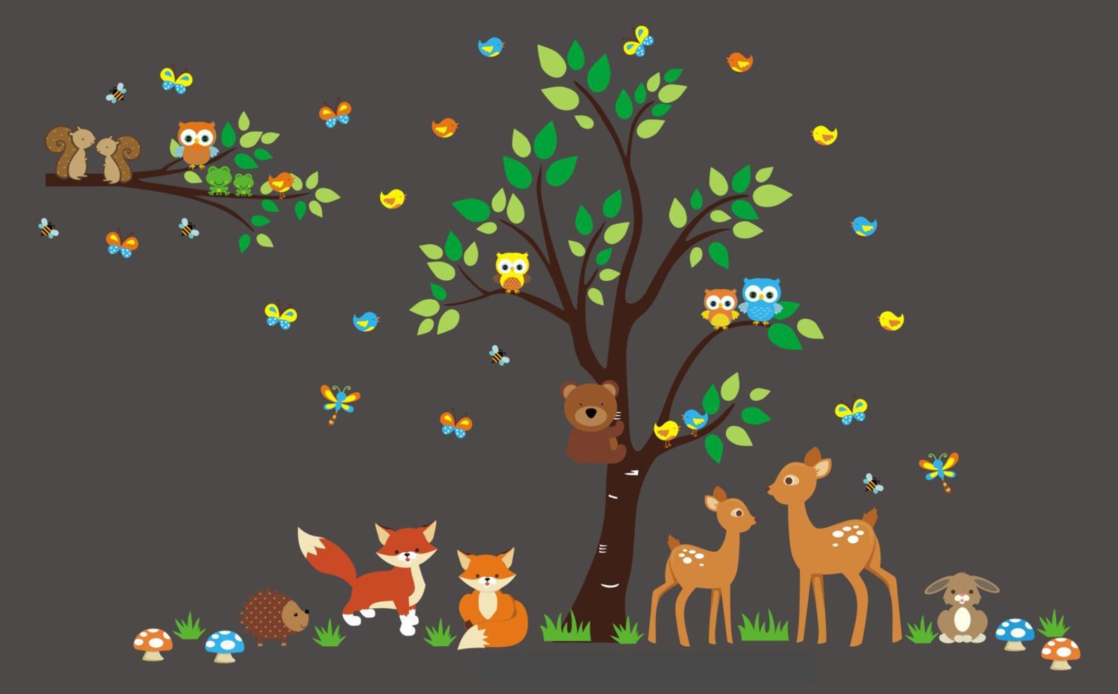 Forest Nursery Wall Decals Nursery Wall Decals Woodland Wall Etsy