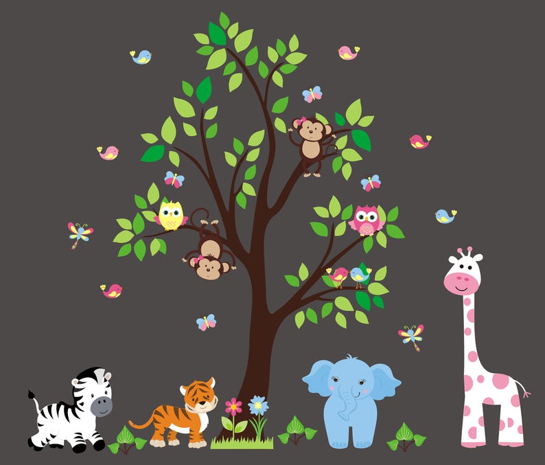 Nursery Wall Decals Safari Themed Stickers Baby Room Etsy