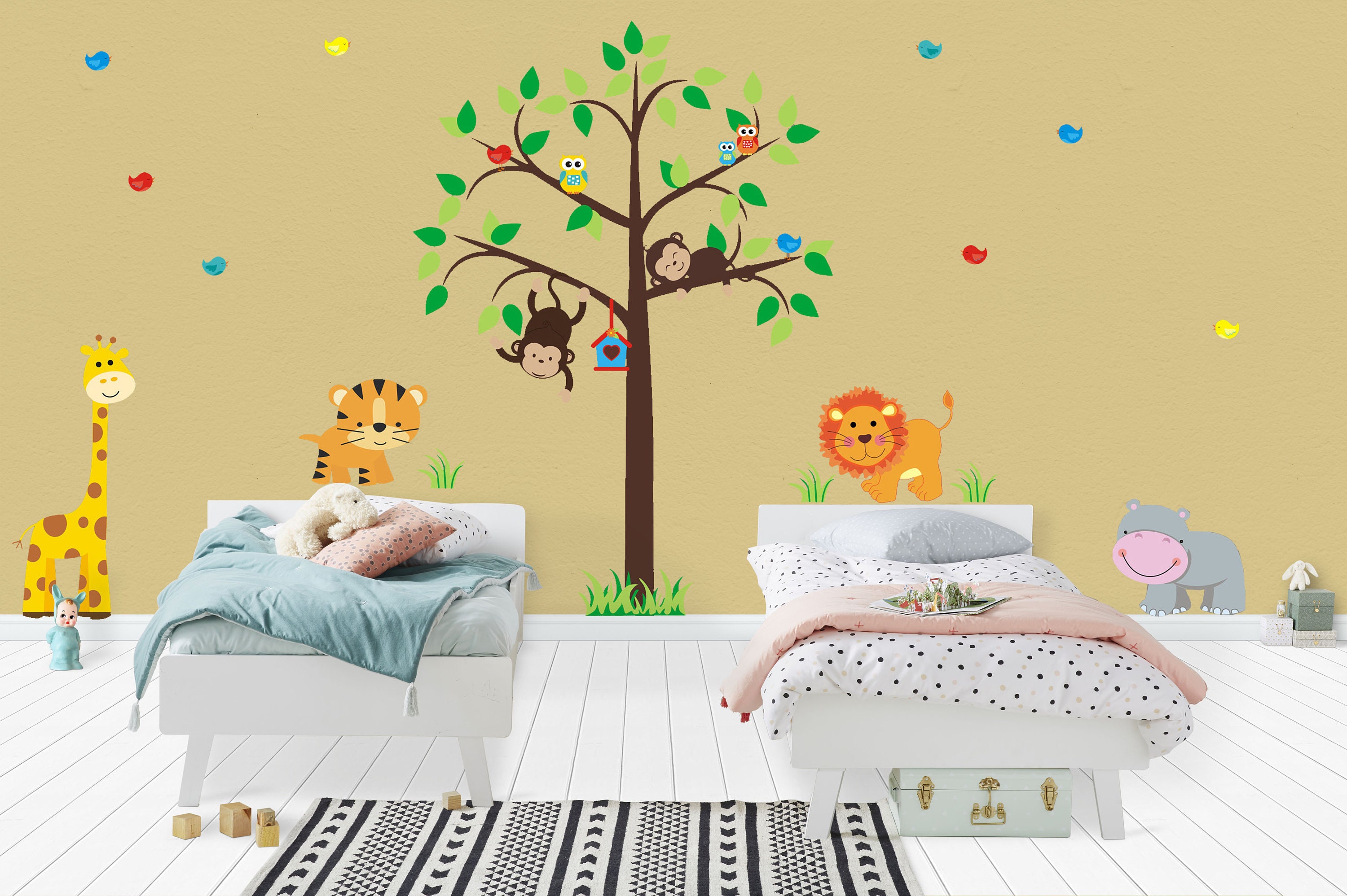 Nursery Wall Decals Safari Animal Wall Decals Zoo Animal Etsy