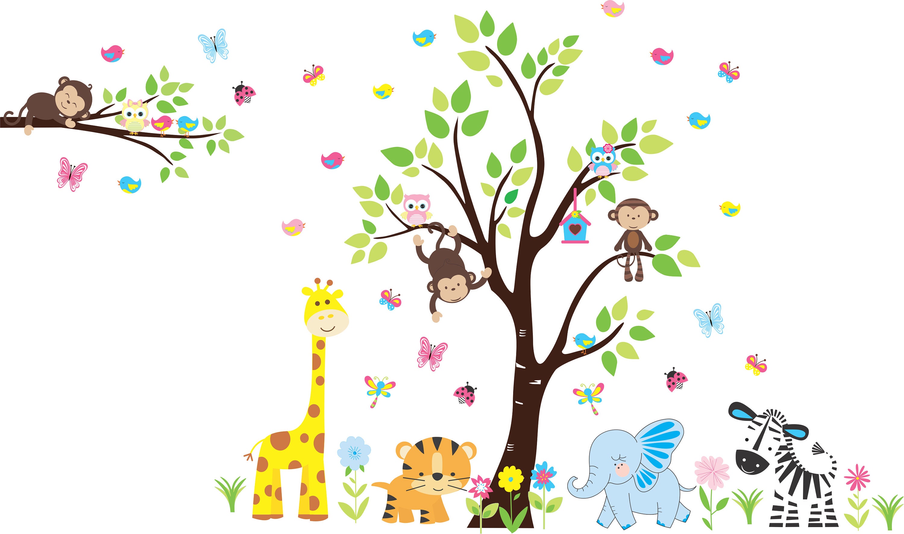 Wall Decals Nursery Safari Animal Stickers Jungle Animal Etsy