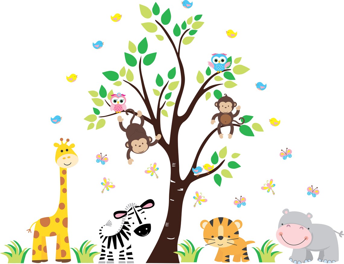 Wall Decals Baby Kids Room Stickers Jungle Baby Decals Etsy