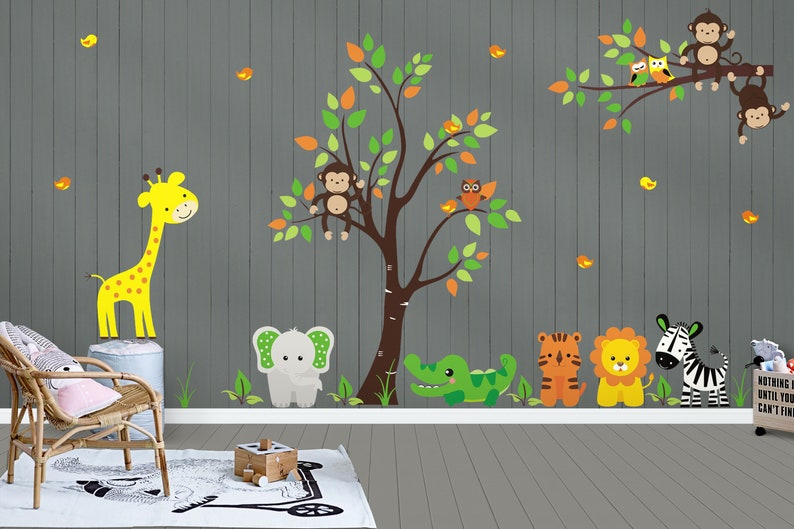 Tree Wall Decals Jungle Wall Stickers Safari Wall Decals Etsy