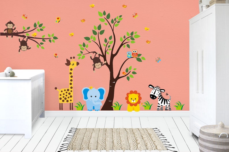 Baby Room Jungle Wall Stickers Safari Animal Wall Stickers Etsy