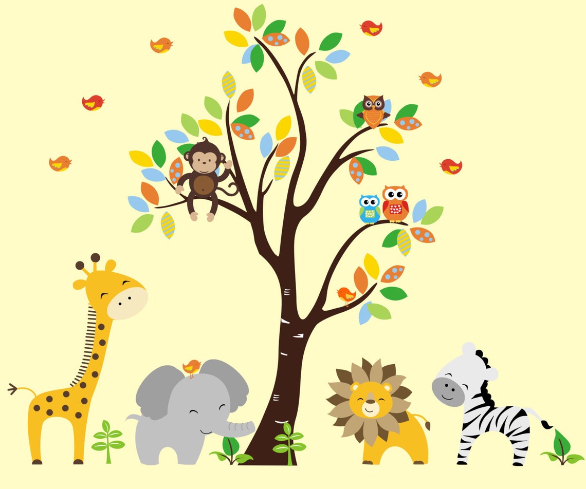 Wall Decal Nursery Animal Wall Mural Nursery Wall Mural Etsy