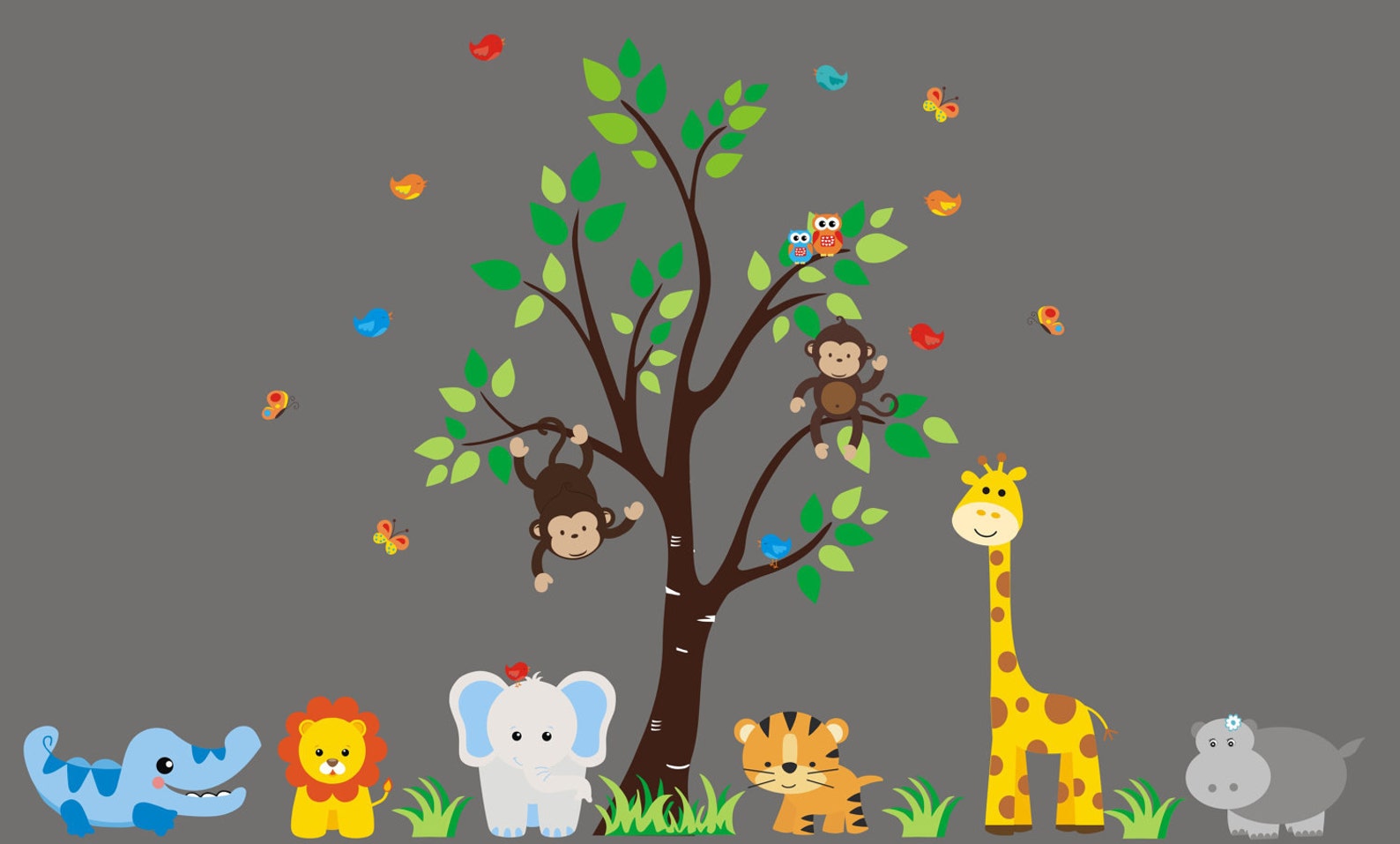 Zoo Animal Decals Wall Decals Nursery Nursery Wall Decals Etsy