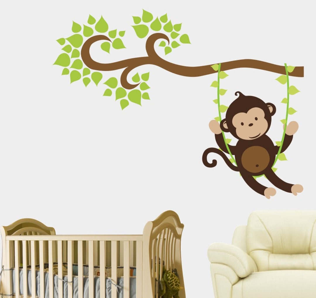 Large Monkey Decal Large Monkey Wall Decal Forest Wall Etsy