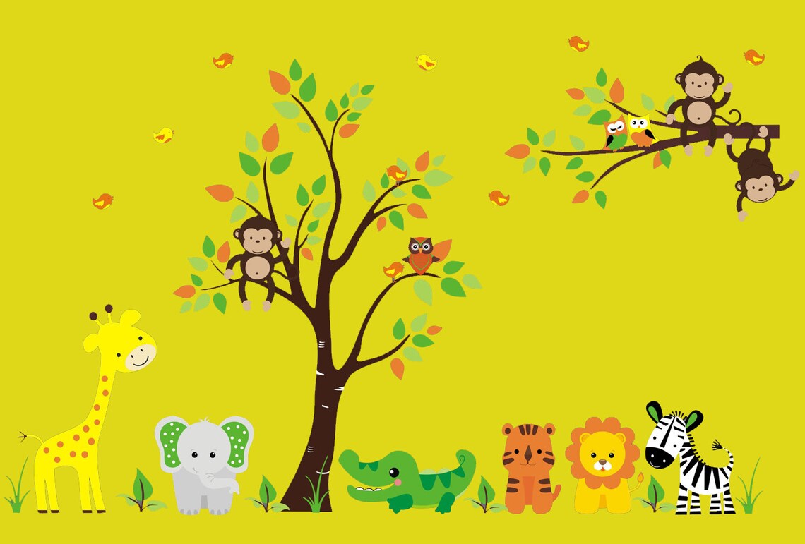 Tree Wall Decals Jungle Wall Stickers Safari Wall Decals Etsy