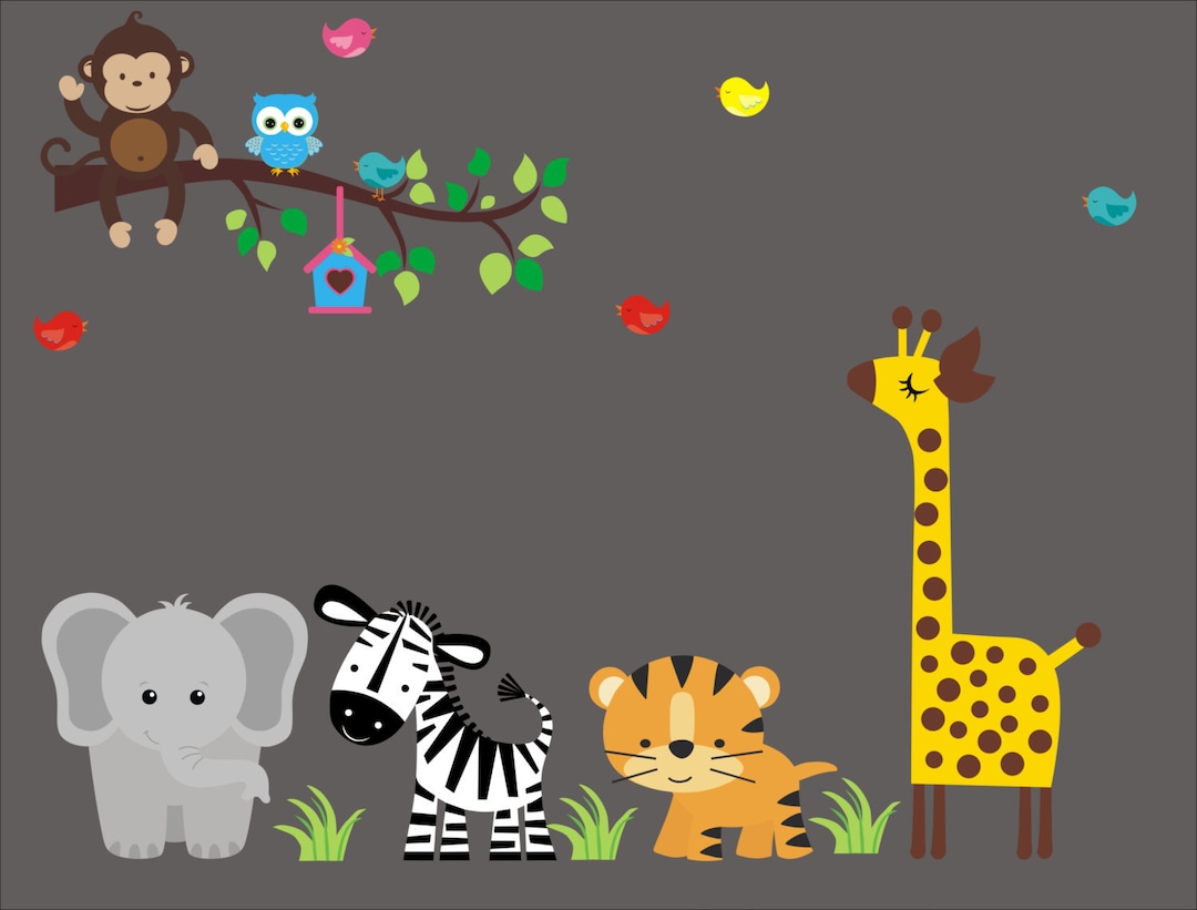 Nursery Wall Decals Large Animal Decals Jungle Wall Etsy