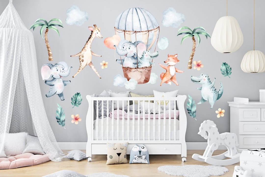 Nursery Wall Decals Baby Room Stickers Hot Air Balloon Decals Cute