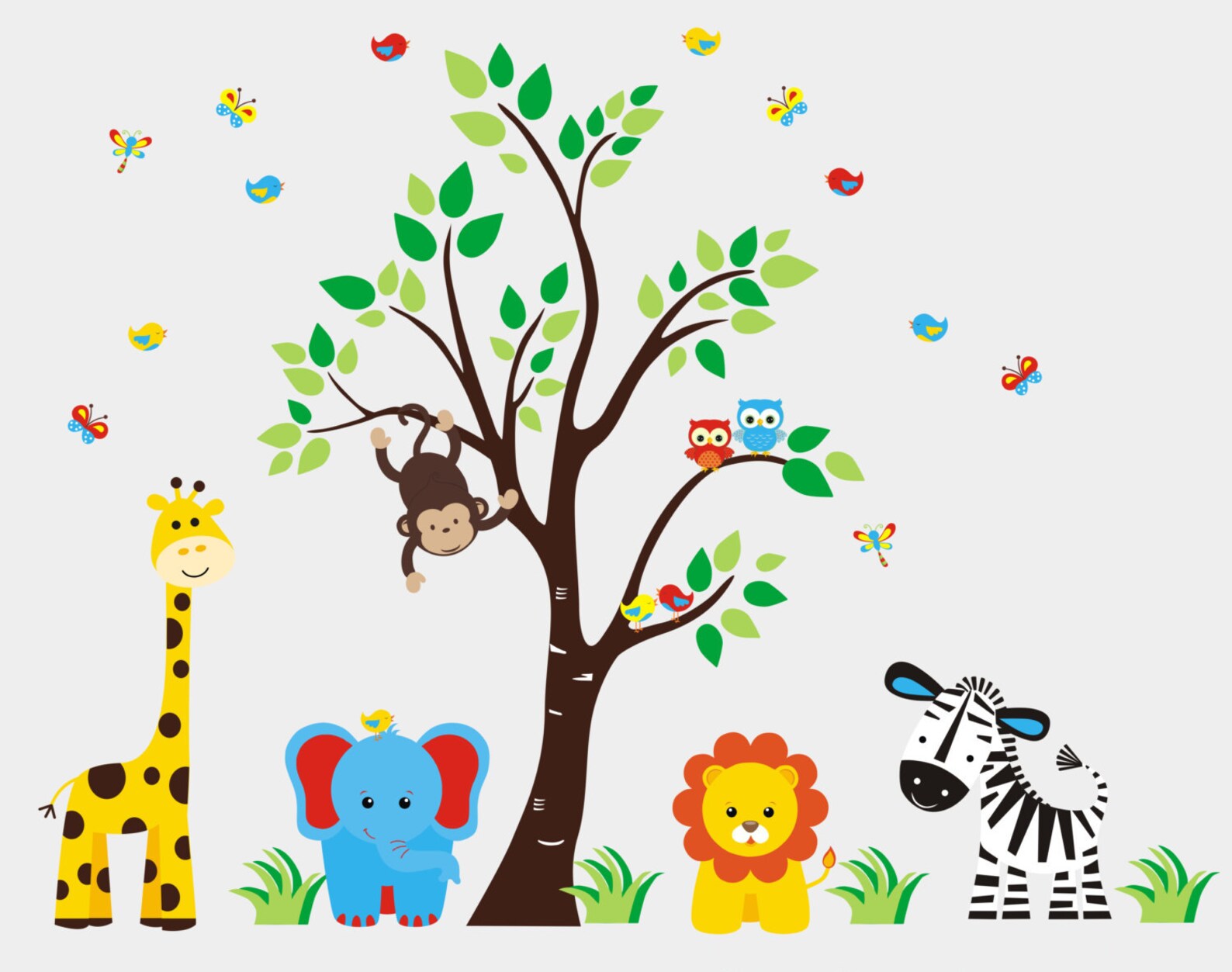 Nursery Room Decals Jungle Wall Decals Safari Animal Etsy