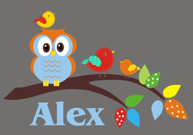 Owl Wall Decal Name Wall Decal Monogrammed Nursery Decals Etsy