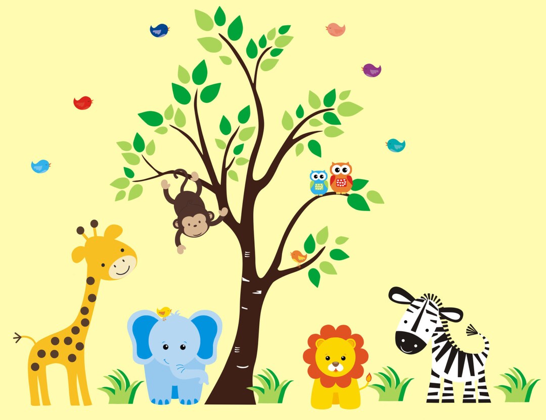 Jungle Wall Decals, Safari Wall Decals, Zoo Animal Stickers, Removable