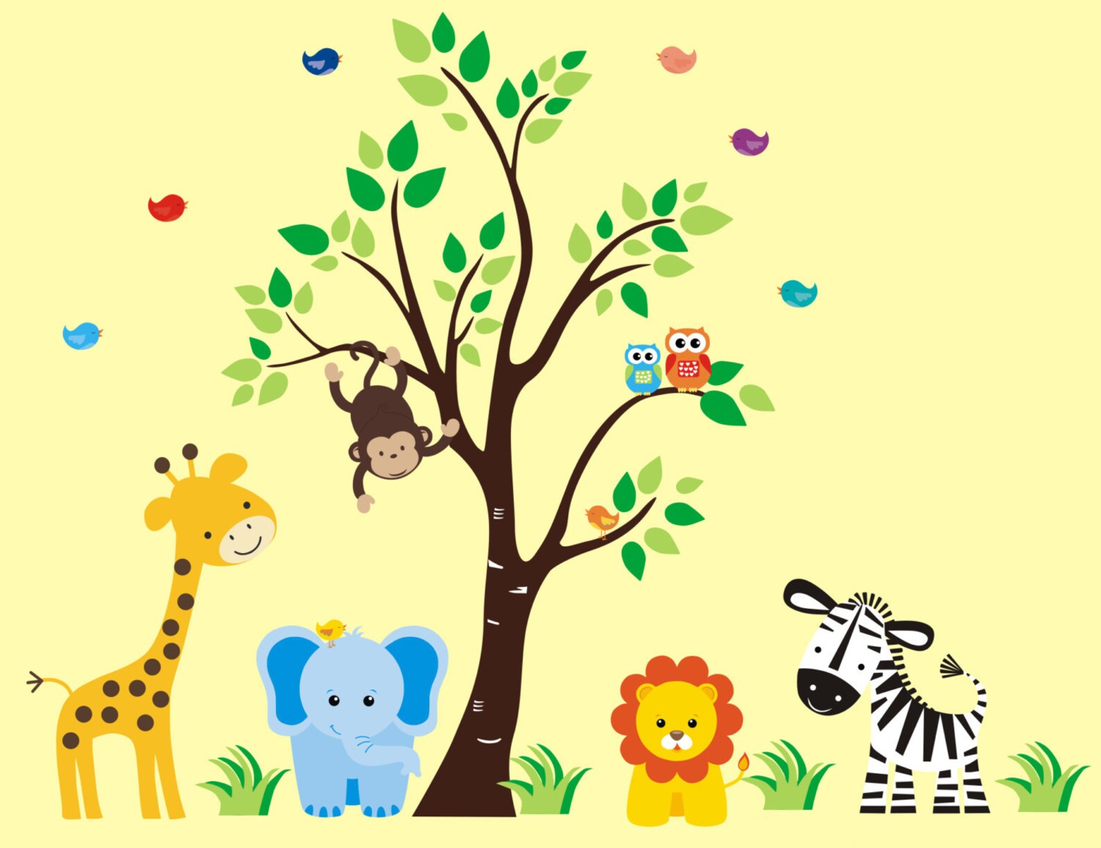 Jungle Wall Decals Safari Wall Decals Zoo Animal Stickers Etsy
