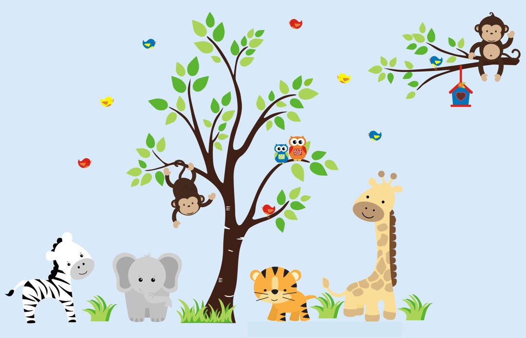 Nursery Wall Decals Animal Wall Art Zoo Animal Wall Art Etsy