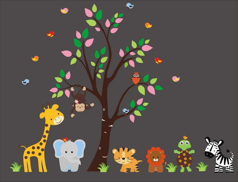 Jungle Wall Sticker Jungle Animal Decals Wall Decal Baby Etsy
