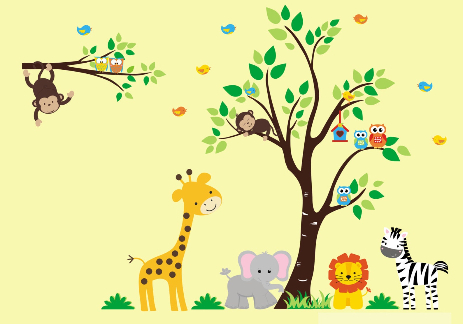 Jungle Wall Decals Safari Wall Decals Zoo Animal Wall Etsy