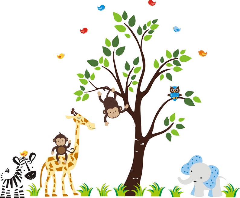 Nursery Wall Decal Safari Wall Decal Jungle Animals Wall Etsy