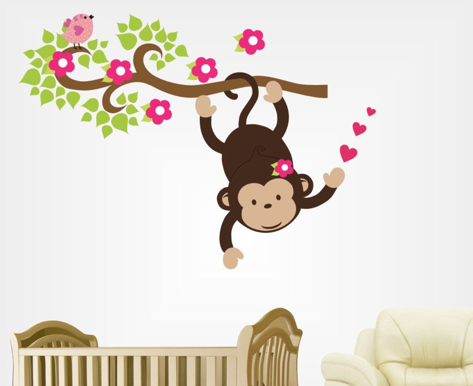 Girl Monkey Decal Cute Monkey Decal Large Monkey Decal Etsy