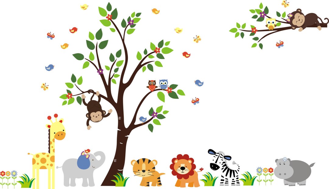 Nursery Wall Decal Safari Wall Stickers Kids Room Decals Baby Boy