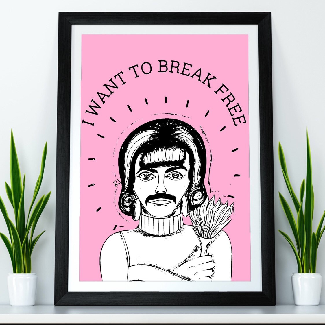 Queen Pink Freddie Mercury Print / Killer Queen Pink / Queen Lyrics /…