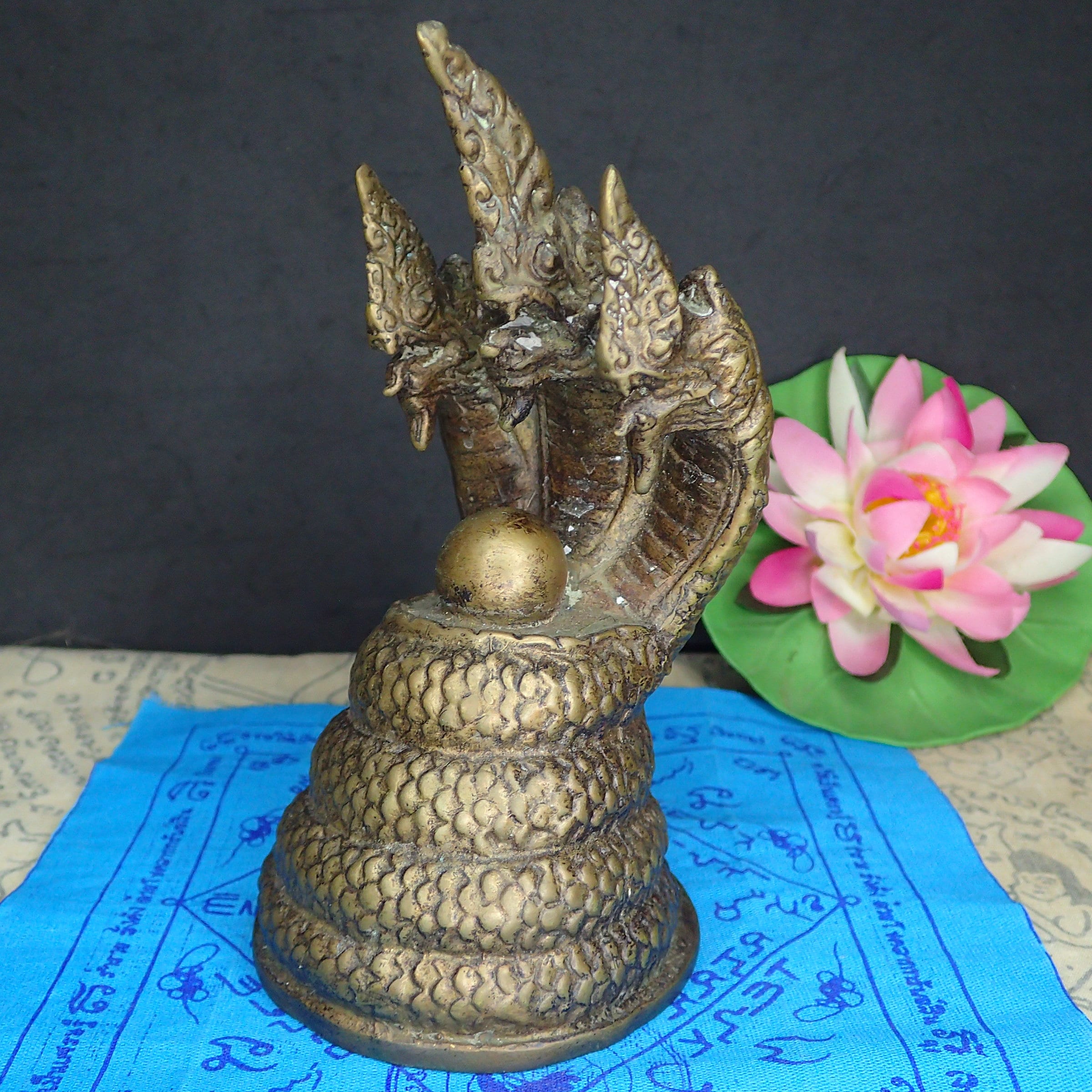 Statue serpent Naga Talisman Thai Amulet Yant  Fortune wealth Overcome obstacles 