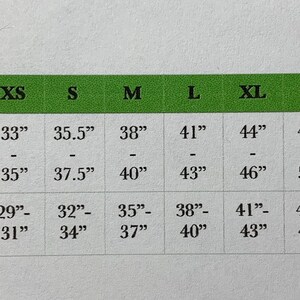 May include: A sizing chart with measurements in inches for full hip and low waist. Sizes range from XXS to 4X. Full hip measurements range from 30" to 58", and low waist measurements range from 26" to 55".